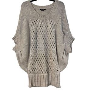 Vertigo Cream Short Sleeve Batwing Dolman Oversized Sweater Extra Small